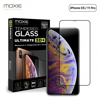 Moxie Verre Trempé iPhone X/XS 5.8" [Ultimate 3D+] Protection d'écran Complète en Verre Trempé 9H Ultra Clair, Anti-rayures et A