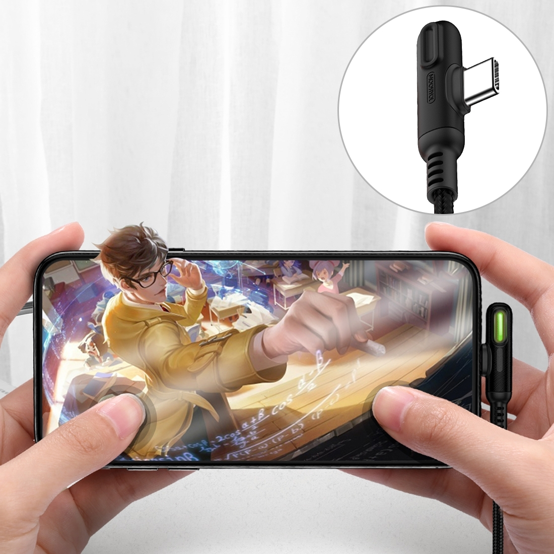 Câble USB Type-C Coudé 90° Joyroom S-M392 Longueur 1.2M, Sortie 3A, Câble renforcé en Nylon tressé pour appareils Type-C - Noir