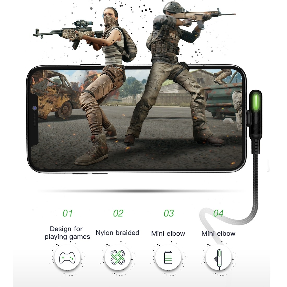 Câble USB Type-C Coudé 90° Joyroom S-M392 Longueur 1.2M, Sortie 3A, Câble renforcé en Nylon tressé pour appareils Type-C - Rouge