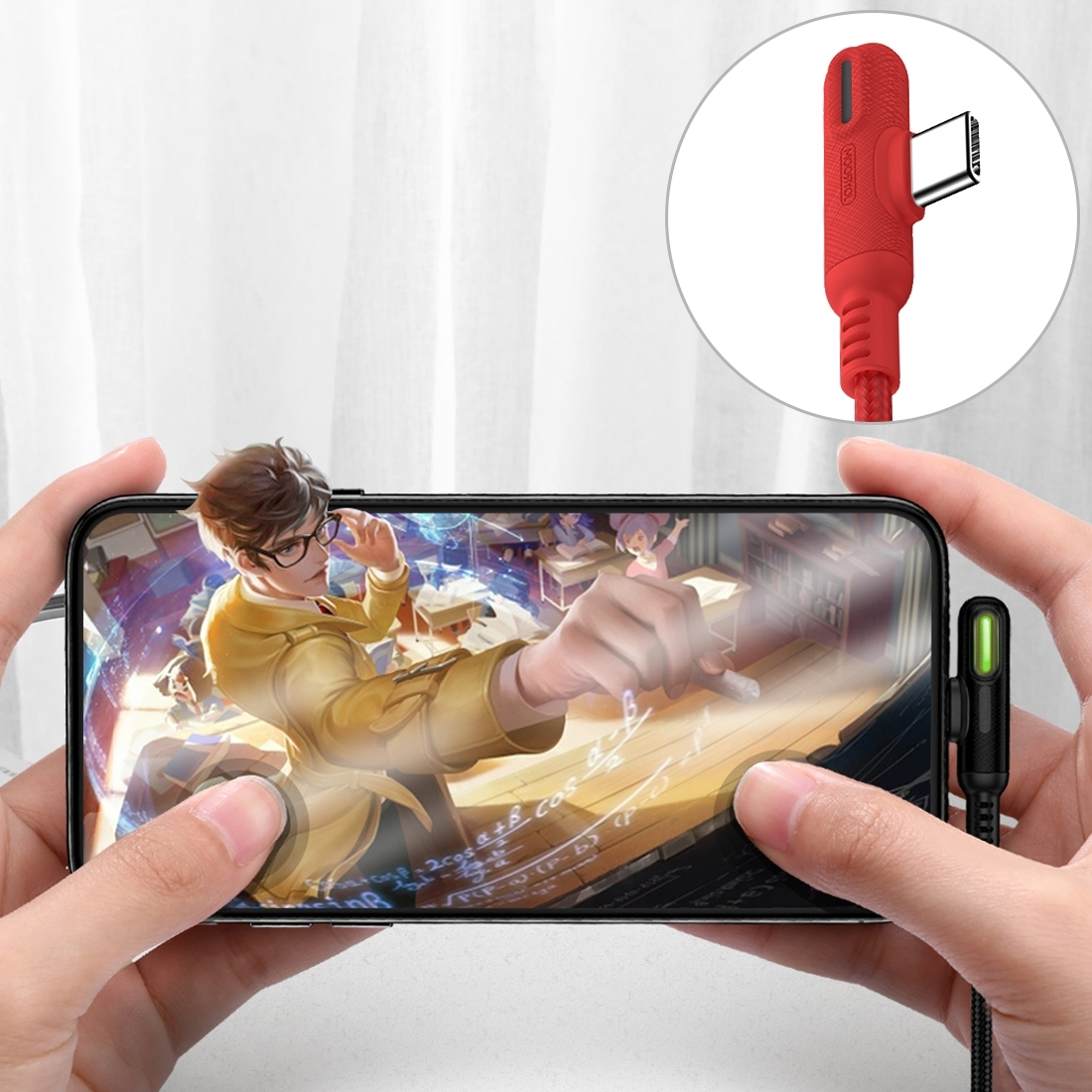 Câble USB Type-C Coudé 90° Joyroom S-M392 Longueur 1.2M, Sortie 3A, Câble renforcé en Nylon tressé pour appareils Type-C - Rouge