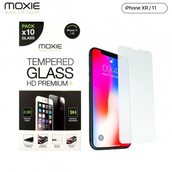 **Pack x10** Protection d'écran en verre trempé iPhone XR / 11, Moxie [Glass HD Premium+] [2.5D 9H] Film en verre véritable pour