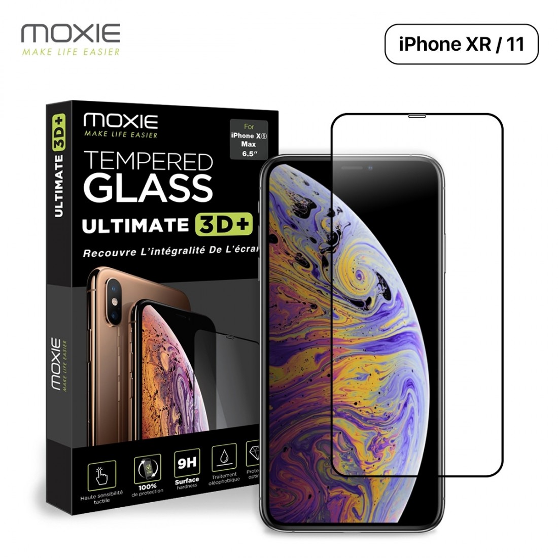 Moxie Verre Trempé pour iPhone 11 [Ultimate 3D+] Protection d'écran Complète en Verre Trempé 9H Ultra Clair, Anti-rayures et Ant