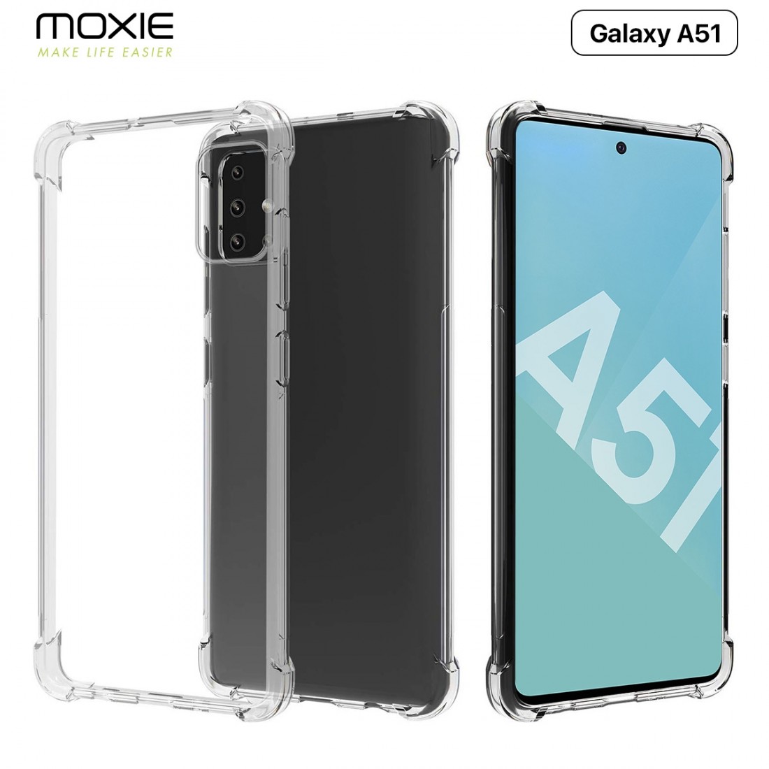 Moxie Coque Galaxy A51 [AIRBAG] Coque Bumper Renforcée pour Galaxy A51, Coque en Silicone Transparente Anti-Chocs et Anti-rayure