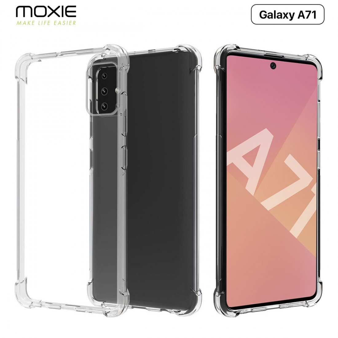 Moxie Coque Galaxy A71 [AIRBAG] Coque Bumper Renforcée pour Galaxy A71, Coque en Silicone Transparente Anti-Chocs et Anti-rayure