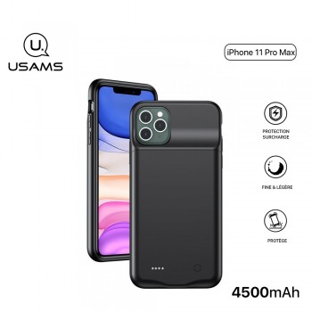 Usams Coque Batterie pour iPhone 11 Pro Max - US-CD112 -  Coque Batterie 4500mAh Fine et Légère, Ultra Sécurisée pour iPhone 11 