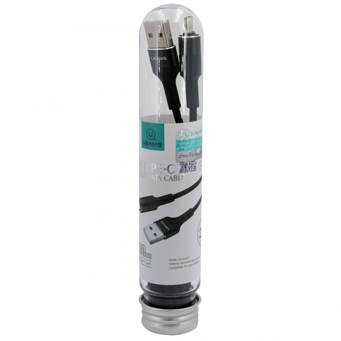 Câble Type C, USAMS [USAMSTUBE] Câble Type-C renforcé en Nylon tressé supportant la Charge et la Synchronisation des données en 