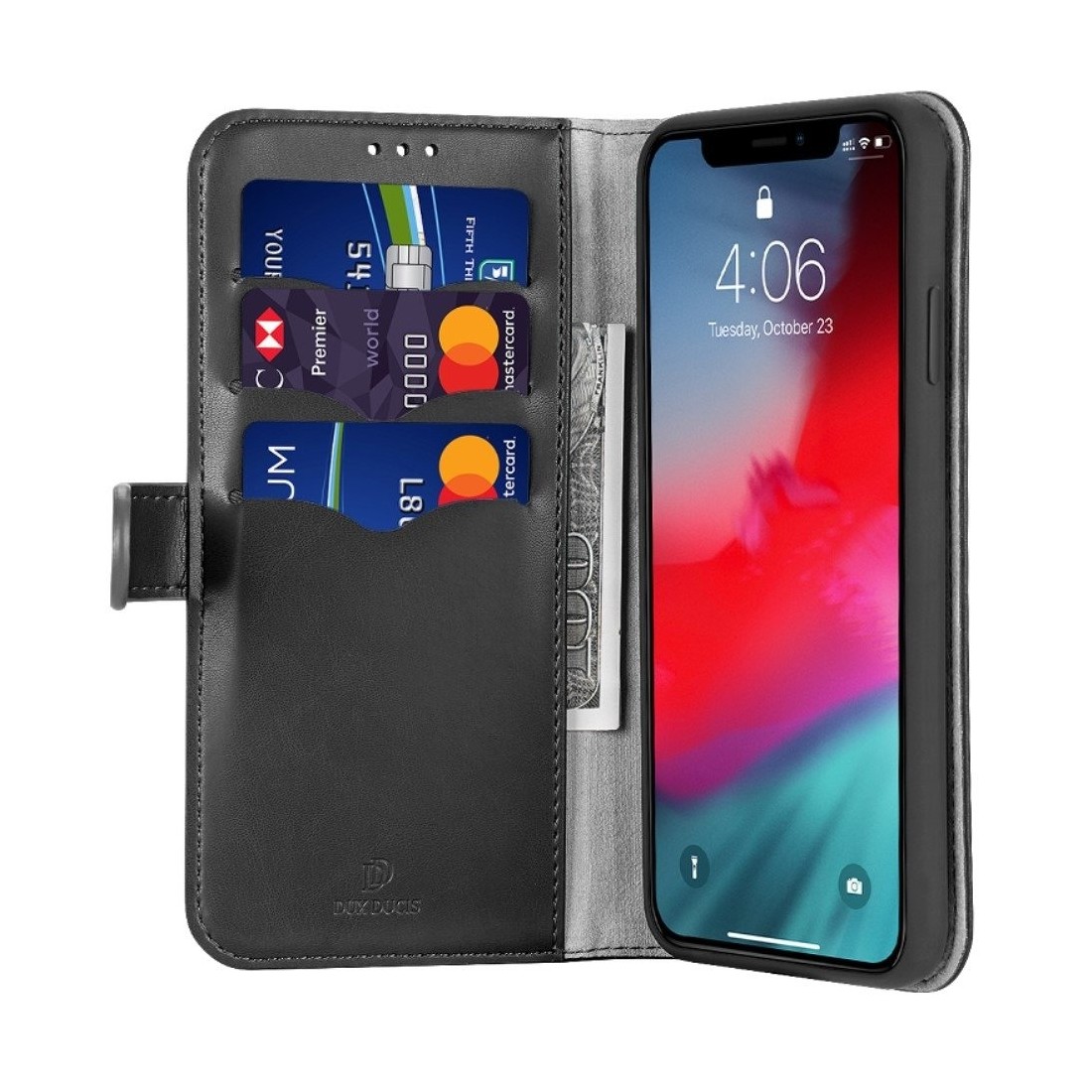 Etui portefeuille noir en simili cuir DUX DUCIS pour iPhone 11 Pro