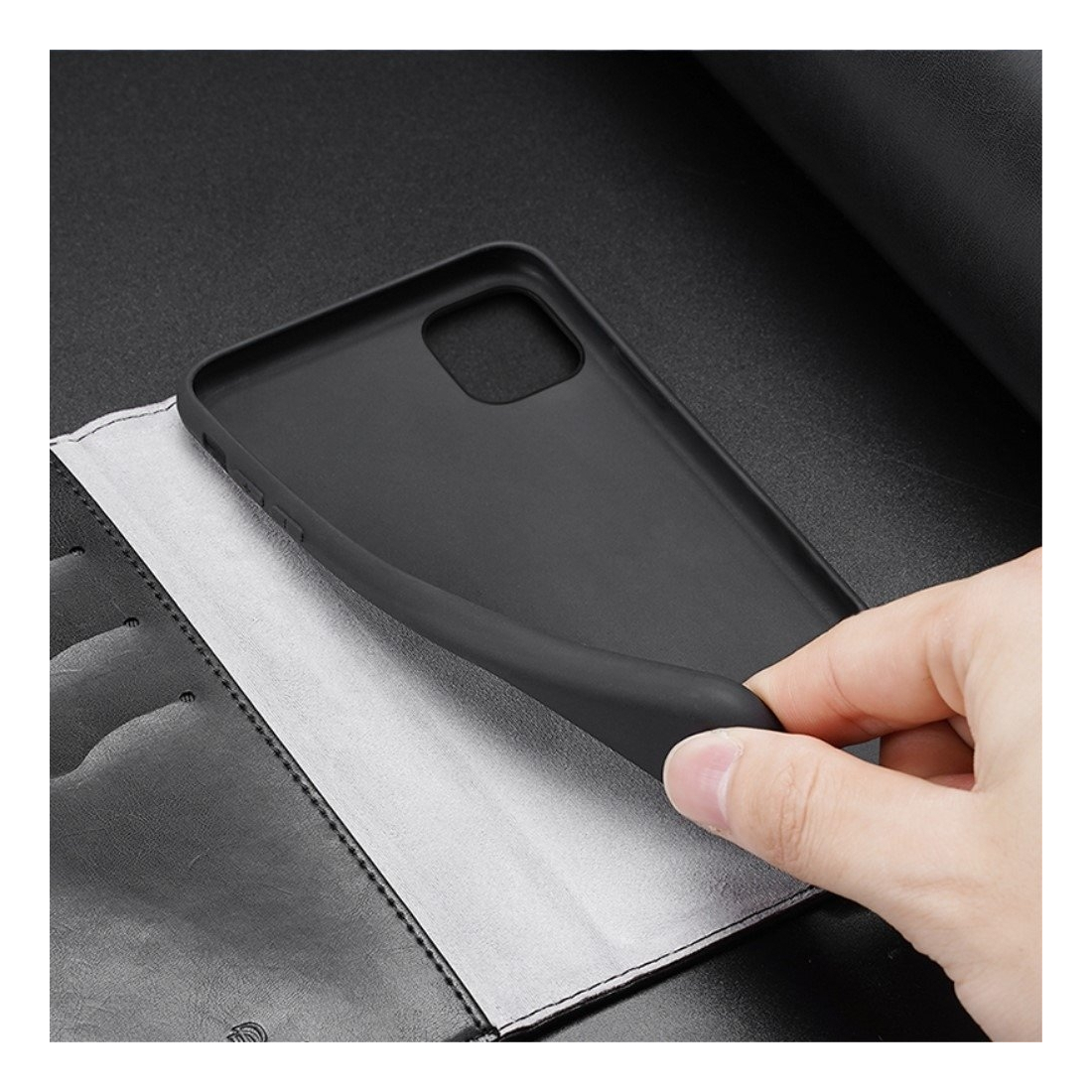 Etui portefeuille noir en simili cuir DUX DUCIS pour iPhone 11 Pro
