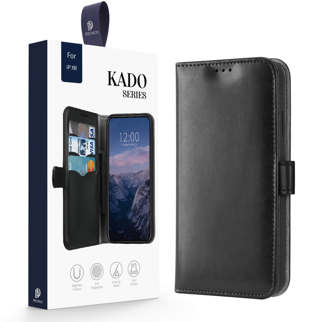 Etui portefeuille DUX Ducis en cuir PU avec porte-carte et fonction vidéo pour Galaxy S10 - NOIR