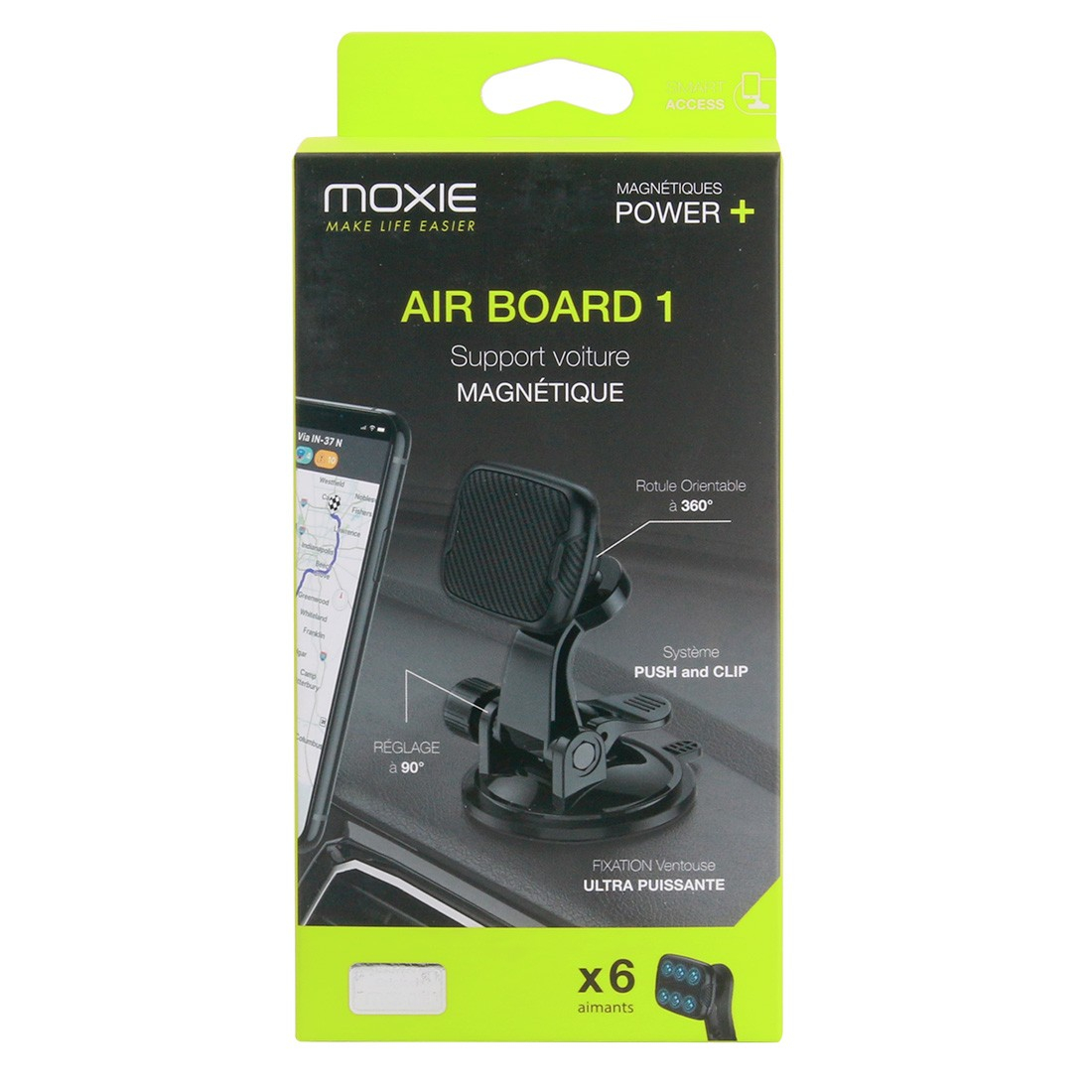 Support voiture magnetique à  Ventouse tableau de bord ou pare brise