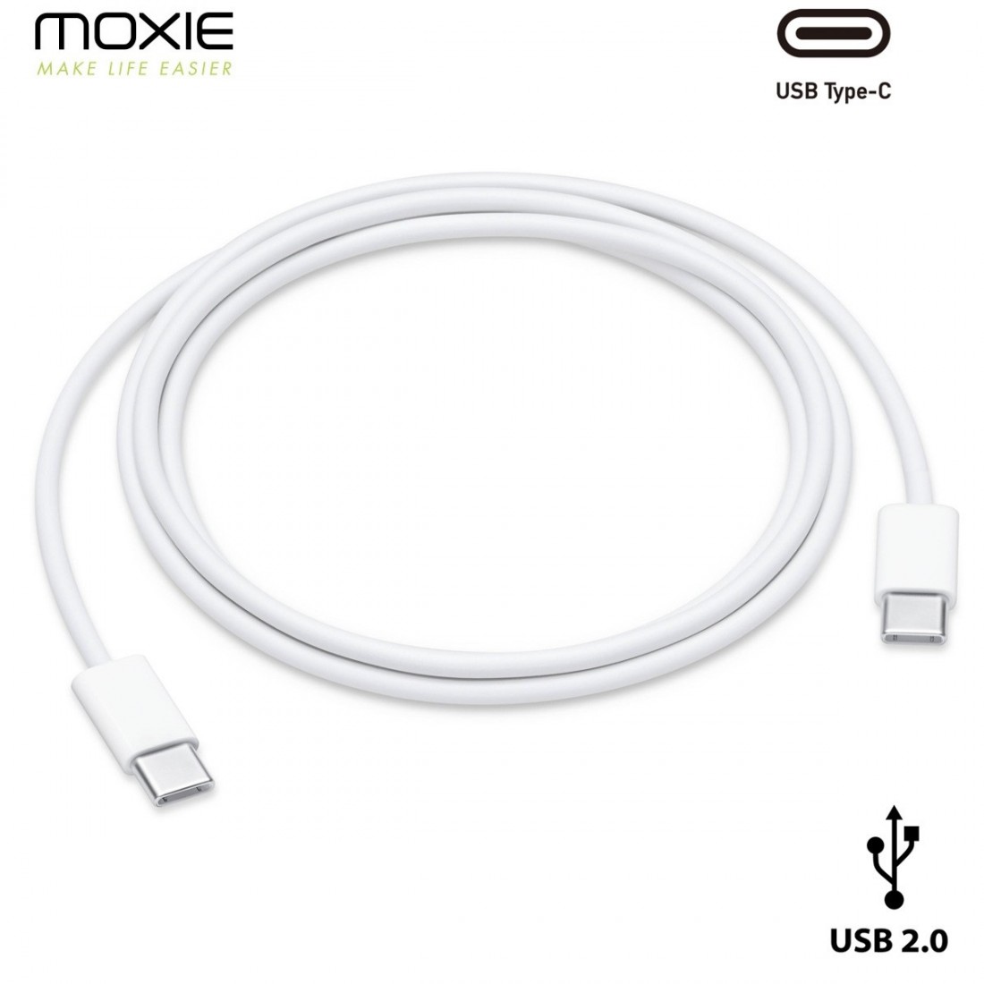 Câble Data Type-C vers Type-C - 3A 1 mètre - Blanc Sans Blister