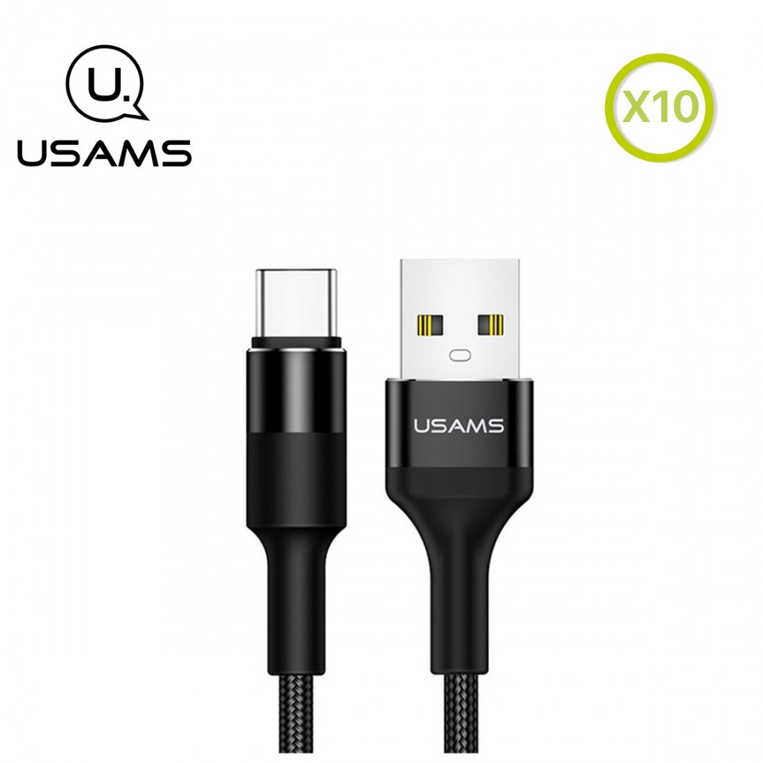 PACK DE 10 Câbles Type C, USAMS [USAMSTUBE] Câble Type-C renforcé en Nylon tressé supportant la Charge et la Synchronisation des