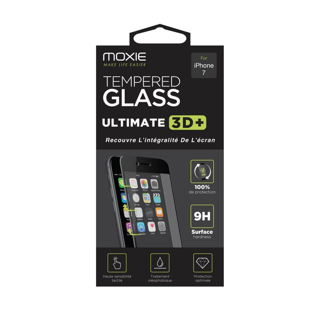 Glass Moxie Ultimate 3D Full Cover HD Noire pour iPhone 7/8