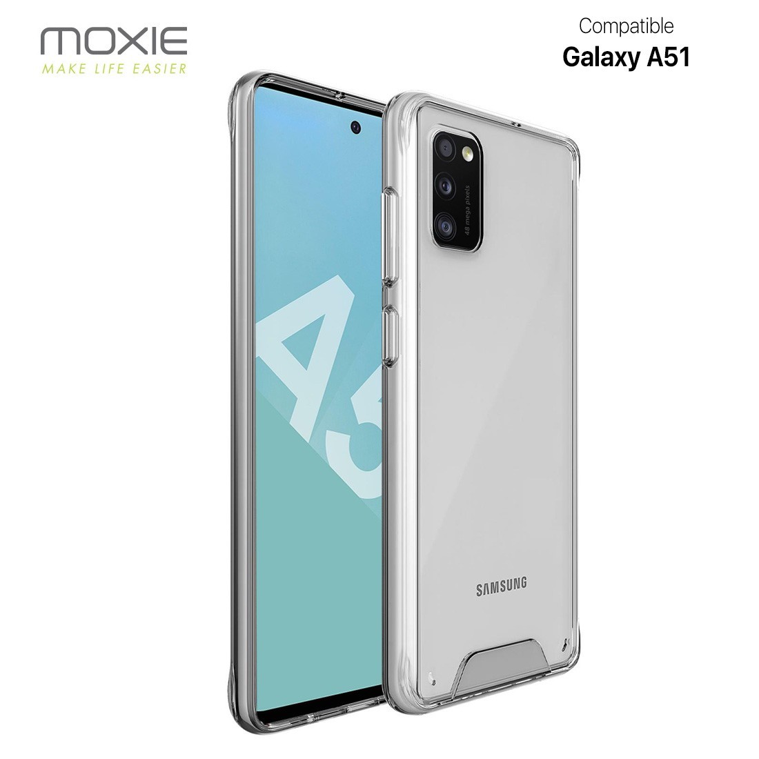 Moxie Coque renforcée transparente Samsung Galaxy A51 - Coque en TPU  et polycarbonate Anti-chocs avec boutons de couleur pour S