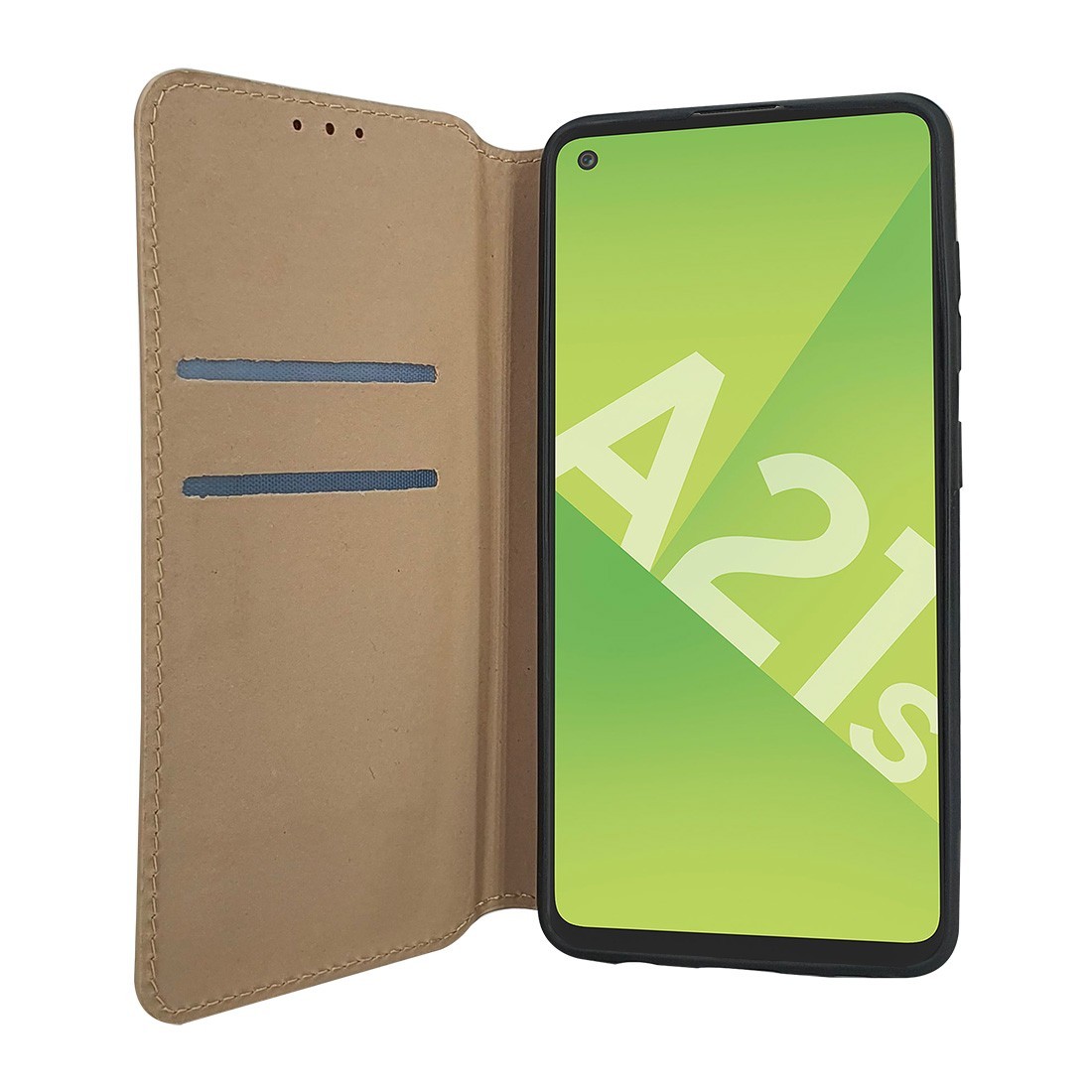 Etui portefeuille Moxie en cuir PU avec fonction vidéo pour Galaxy A21S  - OR