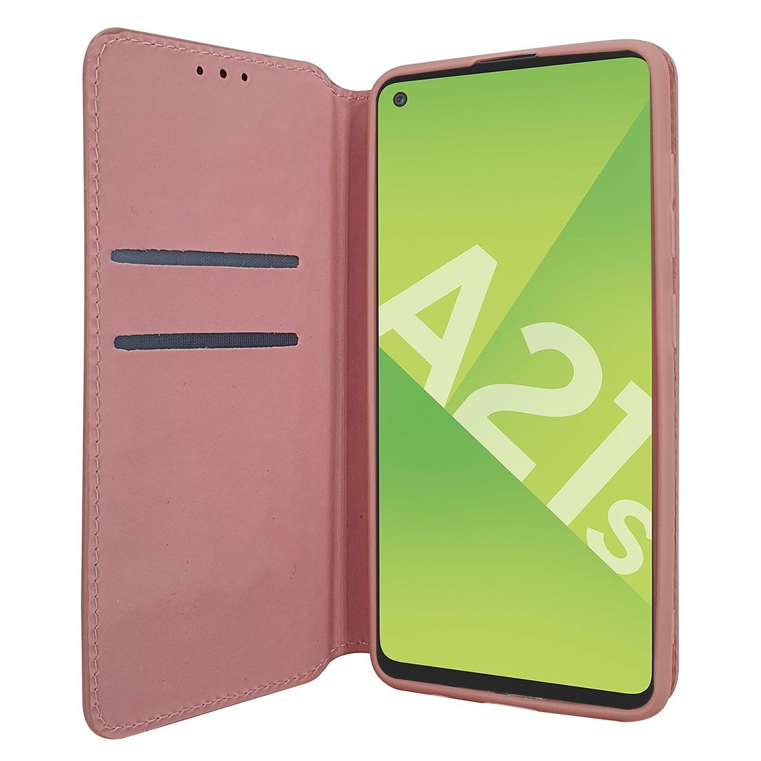 Etui portefeuille Moxie en cuir PU avec fonction vidéo pour Galaxy A21S  - Rose