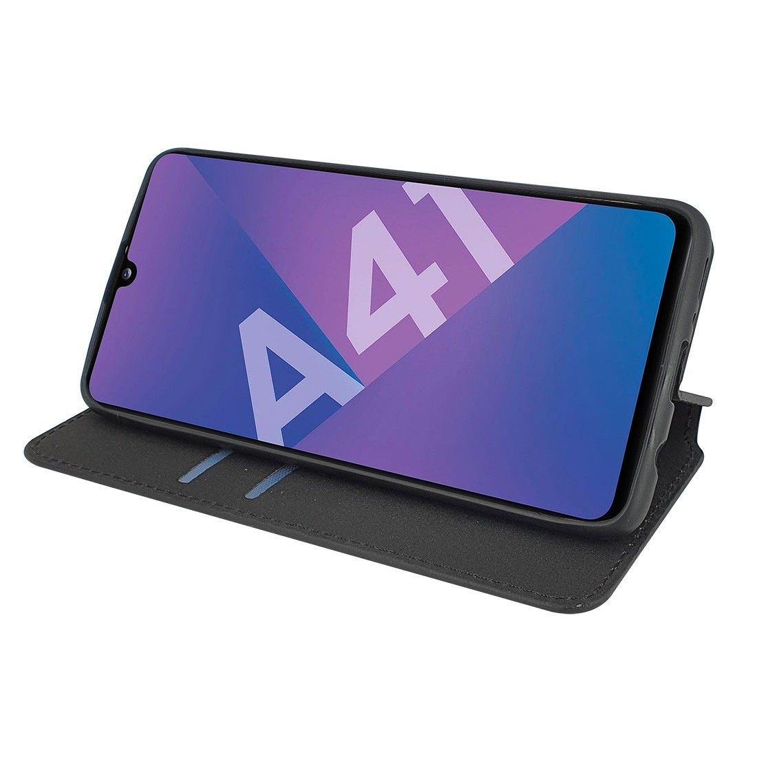 Etui portefeuille Moxie en cuir PU avec fonction vidéo pour Galaxy A41 - NOIR