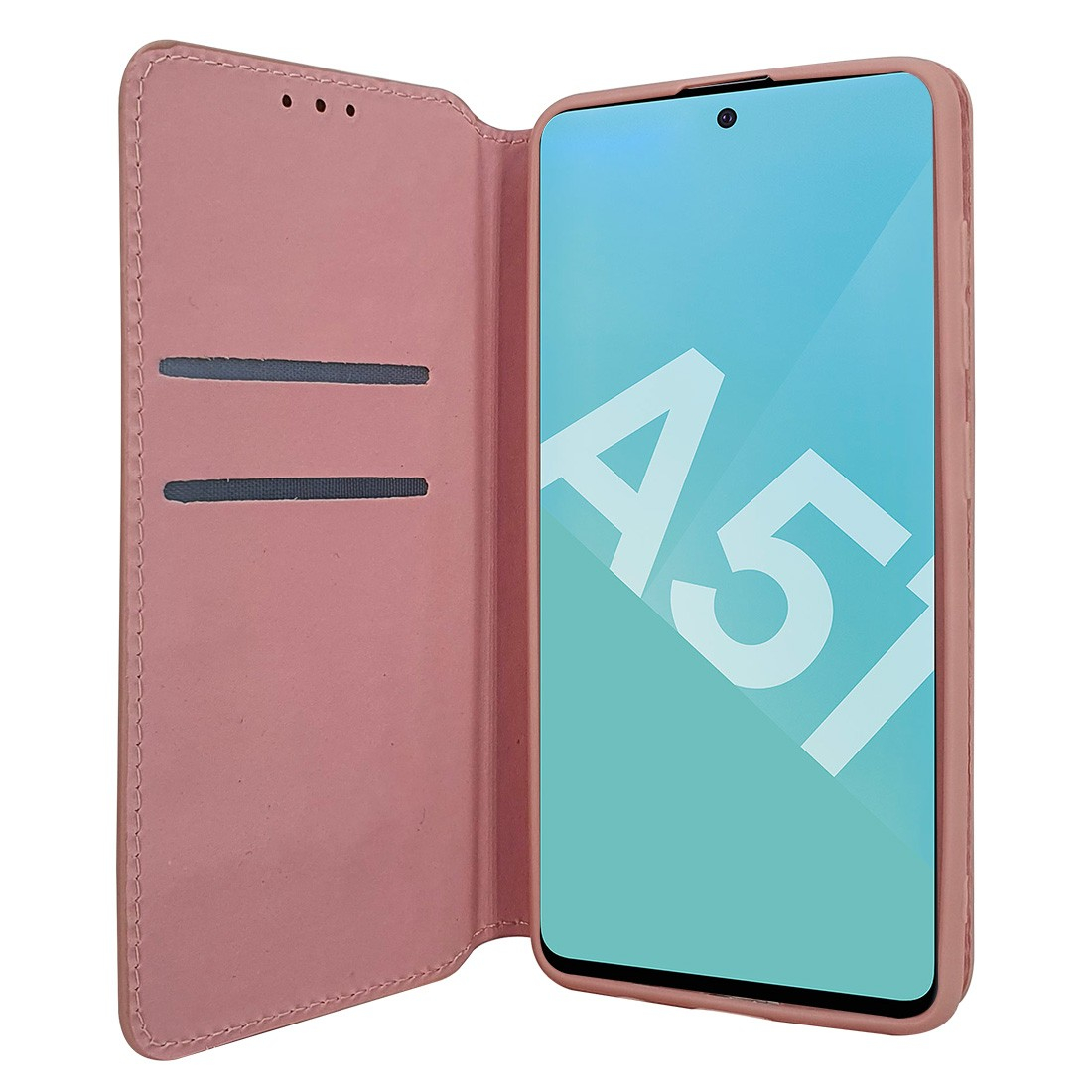 Etui portefeuille Moxie en cuir PU avec fonction vidéo pour Galaxy A51 - ROSE