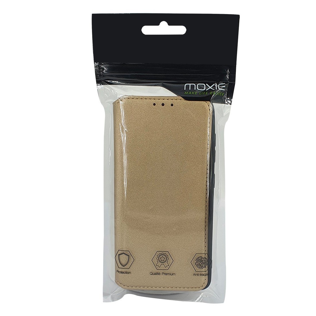 Etui portefeuille Moxie en cuir PU avec fonction vidéo pour Galaxy A71 - OR