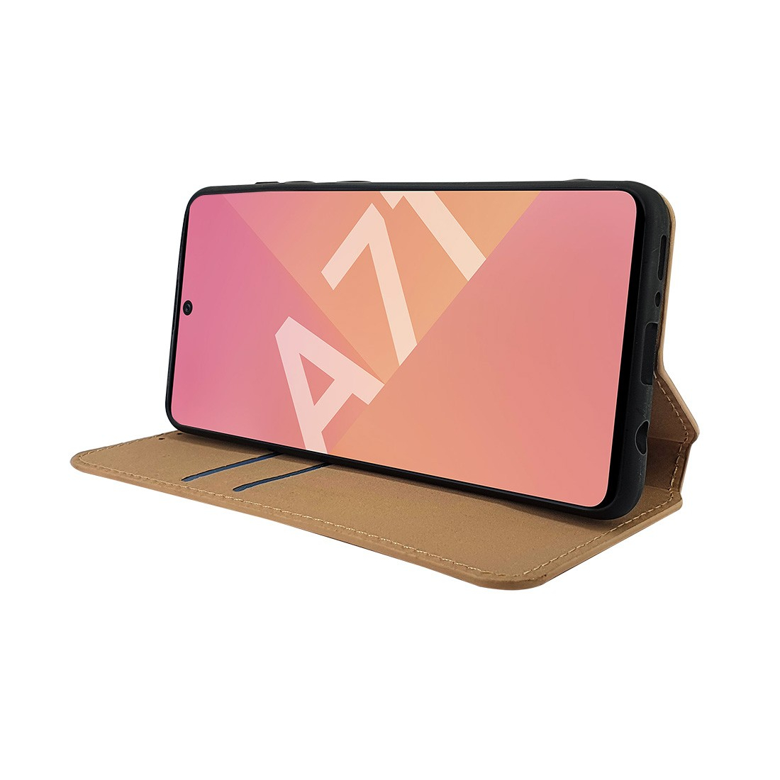 Etui portefeuille Moxie en cuir PU avec fonction vidéo pour Galaxy A71 - OR