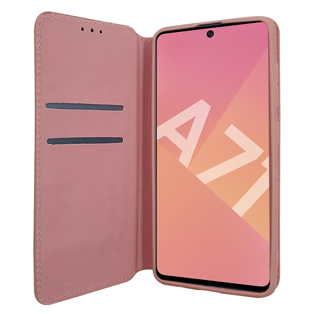 Etui portefeuille Moxie en cuir PU avec fonction vidéo pour Galaxy A71 - ROSE