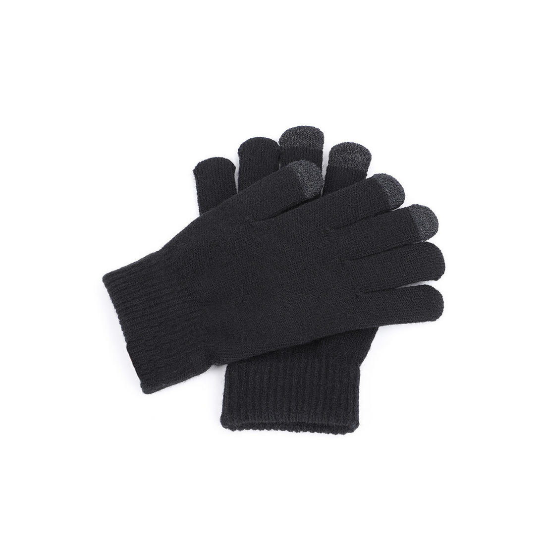 Paire de gants tactile en laine couleur Noire