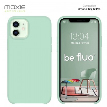 Moxie Coque silicone iPhone 12 / 12 Pro 6.1" [BeFluo] - Intérieur Microfibre, Coque Anti-chocs et Anti-rayures pour iPhone 12 / 