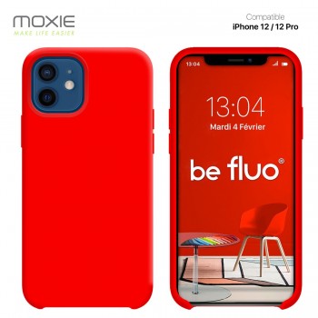 Moxie Coque silicone iPhone 12 / 12 Pro 6.1" [BeFluo] - Intérieur Microfibre, Coque Anti-chocs et Anti-rayures pour iPhone 12 / 