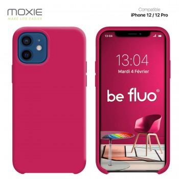 Moxie Coque silicone iPhone 12 / 12 Pro 6.1" [BeFluo] - Intérieur Microfibre, Coque Anti-chocs et Anti-rayures pour iPhone 12 / 