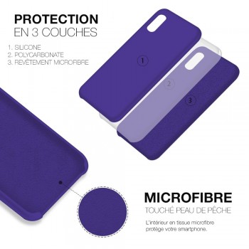 Moxie Coque silicone iPhone 12 / 12 Pro 6.1" [BeFluo] - Intérieur Microfibre, Coque Anti-chocs et Anti-rayures pour iPhone 12 / 12 Pro 6.1" - Violet