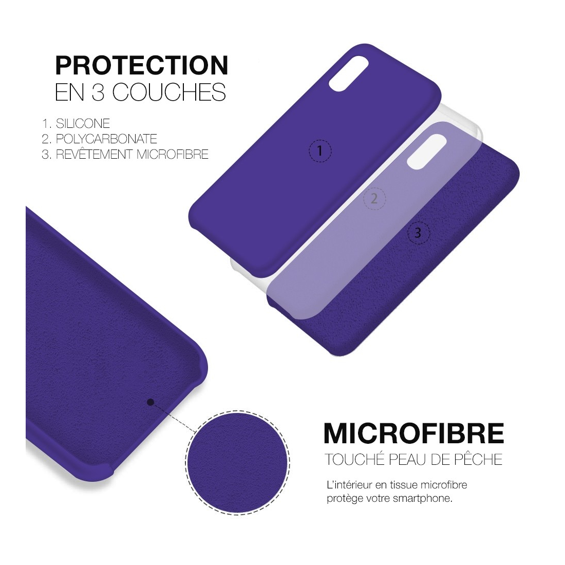 Moxie Coque silicone iPhone 12 / 12 Pro 6.1" [BeFluo] - Intérieur Microfibre, Coque Anti-chocs et Anti-rayures pour iPhone 12 / 