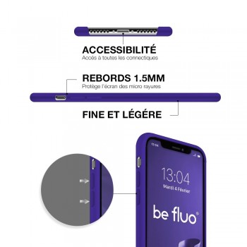 Moxie Coque silicone iPhone 12 / 12 Pro 6.1" [BeFluo] - Intérieur Microfibre, Coque Anti-chocs et Anti-rayures pour iPhone 12 / 12 Pro 6.1" - Violet