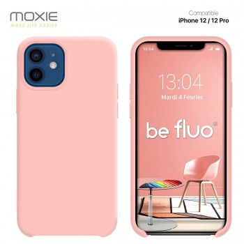 Moxie Coque silicone iPhone 12 / 12 Pro 6.1" [BeFluo] - Intérieur Microfibre, Coque Anti-chocs et Anti-rayures pour iPhone 12 / 