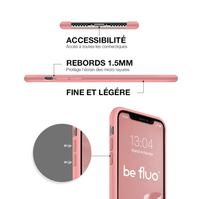 Moxie Coque silicone iPhone 12 / 12 Pro 6.1" [BeFluo] - Intérieur Microfibre, Coque Anti-chocs et Anti-rayures pour iPhone 12 / 