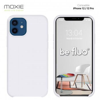 Moxie Coque silicone iPhone 12 / 12 Pro 6.1" [BeFluo] - Intérieur Microfibre, Coque Anti-chocs et Anti-rayures pour iPhone 12 / 