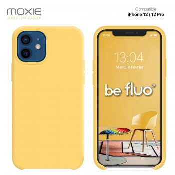 Moxie Coque silicone iPhone 12 / 12 Pro 6.1" [BeFluo] - Intérieur Microfibre, Coque Anti-chocs et Anti-rayures pour iPhone 12 / 