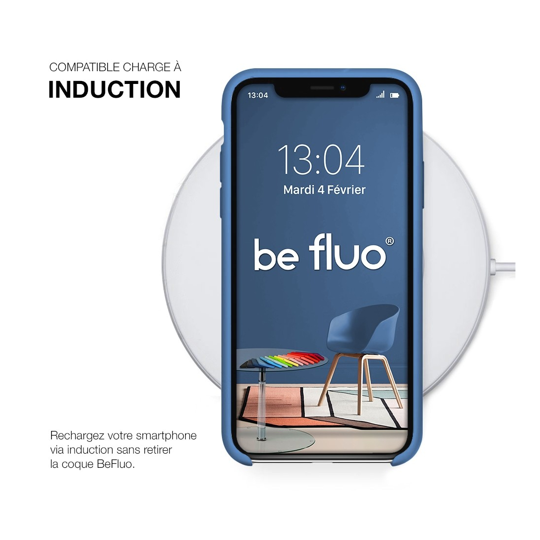 Moxie Coque silicone iPhone 12 / 12 Pro 6.1" [BeFluo] - Intérieur Microfibre, Coque Anti-chocs et Anti-rayures pour iPhone 12 / 