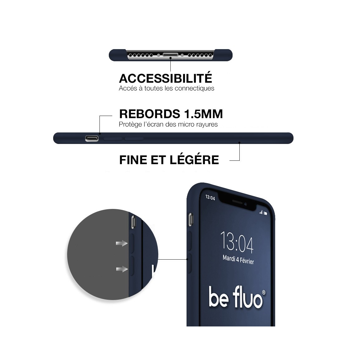 Moxie Coque silicone iPhone 12 Pro Max 6.7" [BeFluo] - Intérieur Microfibre, Coque Anti-chocs et Anti-rayures pour iPhone 12 Pro