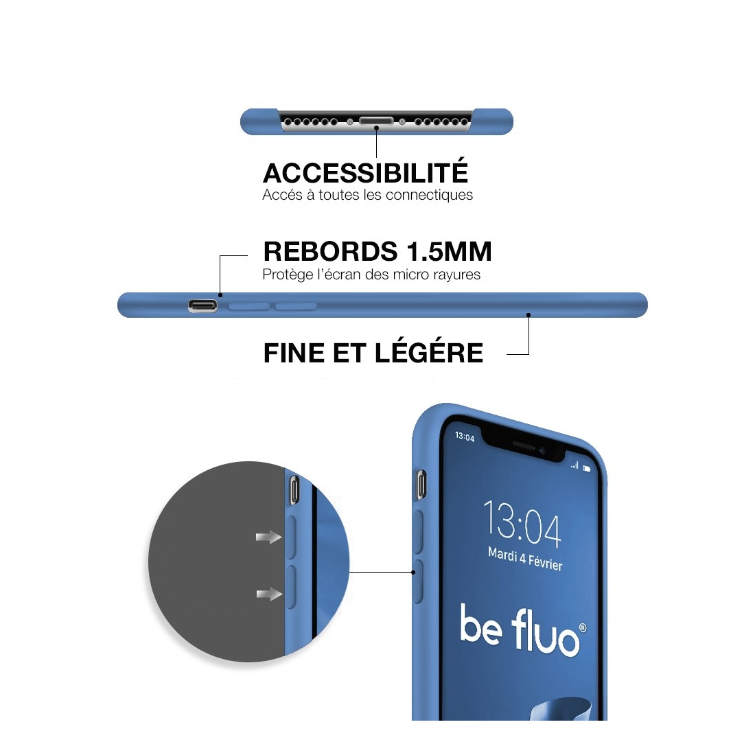 Moxie Coque silicone iPhone 12 Pro Max 6.7" [BeFluo] - Intérieur Microfibre, Coque Anti-chocs et Anti-rayures pour iPhone 12 Pro