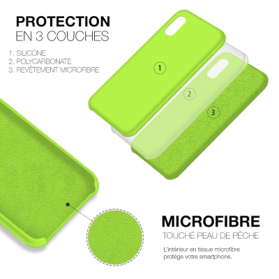 Moxie Coque silicone iPhone 12 / 12 Pro 6.1" [BeFluo] - Intérieur Microfibre, Coque Anti-chocs et Anti-rayures pour iPhone 12 / 