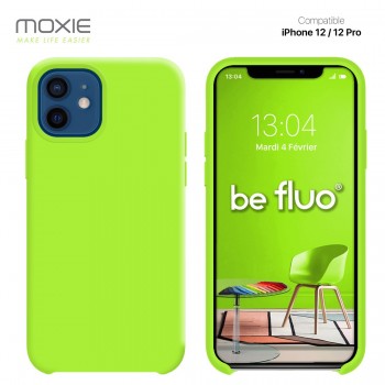 Moxie Coque silicone iPhone 12 / 12 Pro 6.1" [BeFluo] - Intérieur Microfibre, Coque Anti-chocs et Anti-rayures pour iPhone 12 / 