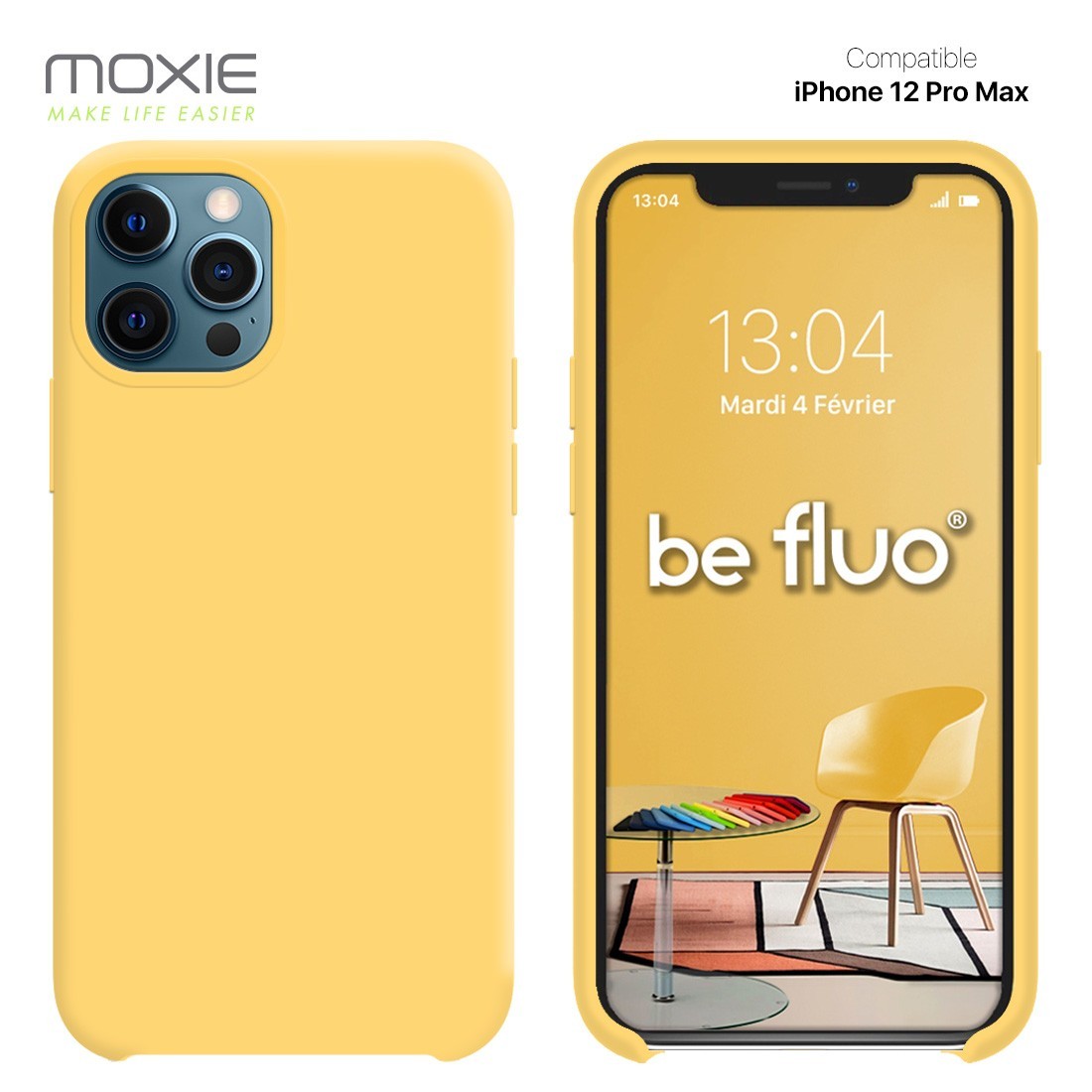Moxie Coque silicone iPhone 12 Pro Max 6.7" [BeFluo] - Intérieur Microfibre, Coque Anti-chocs et Anti-rayures pour iPhone 12 Pro