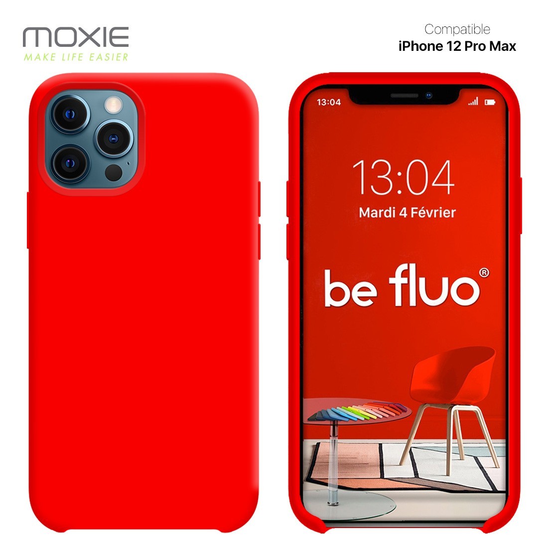 Moxie Coque silicone iPhone 12 Pro Max 6.7" [BeFluo] - Intérieur Microfibre, Coque Anti-chocs et Anti-rayures pour iPhone 12 Pro