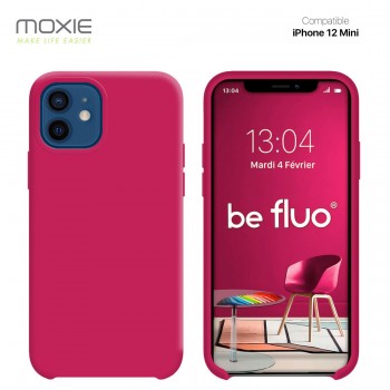 Moxie Coque silicone iPhone 12 mini 5.4" [BeFluo] - Intérieur Microfibre, Coque Anti-chocs et Anti-rayures pour iPhone 12 Mini 5