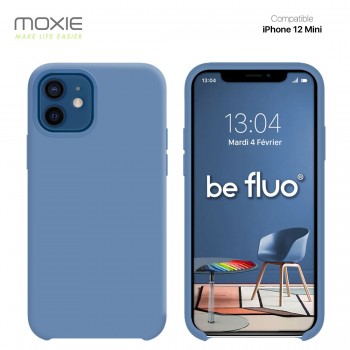 Moxie Coque silicone iPhone 12 mini 5.4" [BeFluo] - Intérieur Microfibre, Coque Anti-chocs et Anti-rayures pour iPhone 12 Mini 5