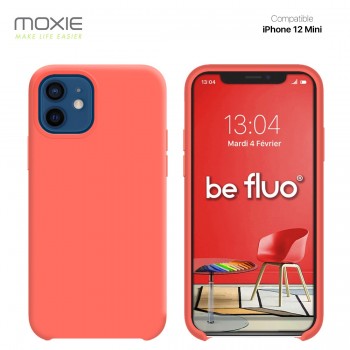Moxie Coque silicone iPhone 12 mini 5.4" [BeFluo] - Intérieur Microfibre, Coque Anti-chocs et Anti-rayures pour iPhone 12 Mini 5