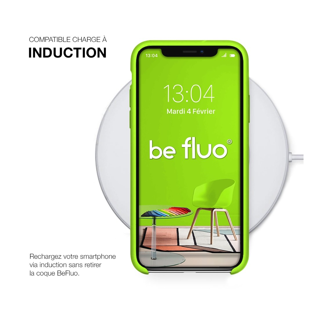 Moxie Coque silicone iPhone 12 mini 5.4" [BeFluo] - Intérieur Microfibre, Coque Anti-chocs et Anti-rayures pour iPhone 12 Mini 5