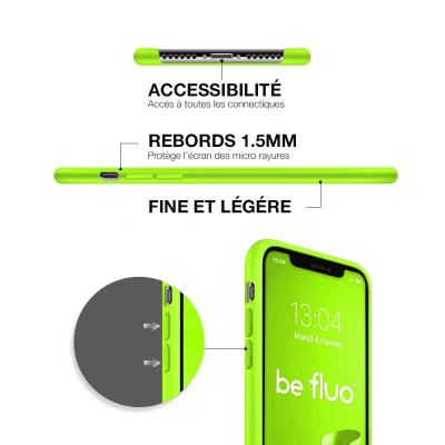 Moxie Coque silicone iPhone 12 mini 5.4" [BeFluo] - Intérieur Microfibre, Coque Anti-chocs et Anti-rayures pour iPhone 12 Mini 5