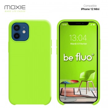 Moxie Coque silicone iPhone 12 mini 5.4" [BeFluo] - Intérieur Microfibre, Coque Anti-chocs et Anti-rayures pour iPhone 12 Mini 5