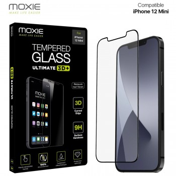 Moxie Verre Trempé iPhone 12 Mini 5.4" [Ultimate 3D+] Protection d'écran Complète en Verre Trempé 9H Ultra Clair, Anti-rayures e